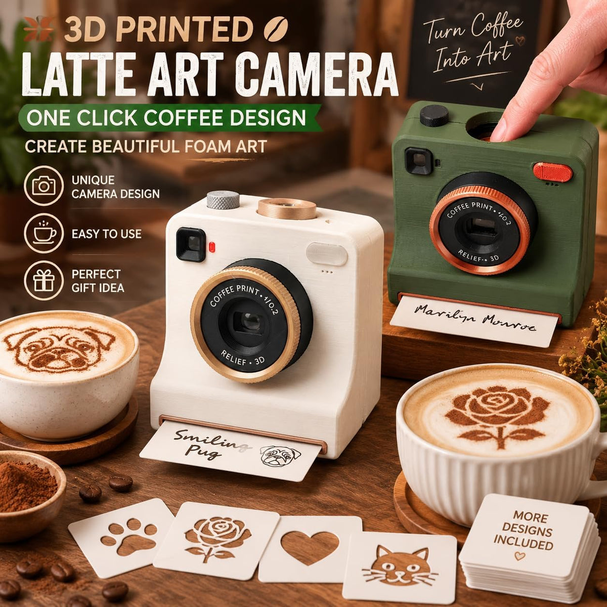 ☕ 3D Printed Latte Art Camera – Create Café-Style Designs at Home