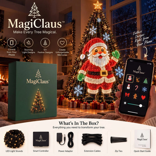 🎄 MagiClaus™ Animated Christmas Tree Lights – App-Controlled LED Display