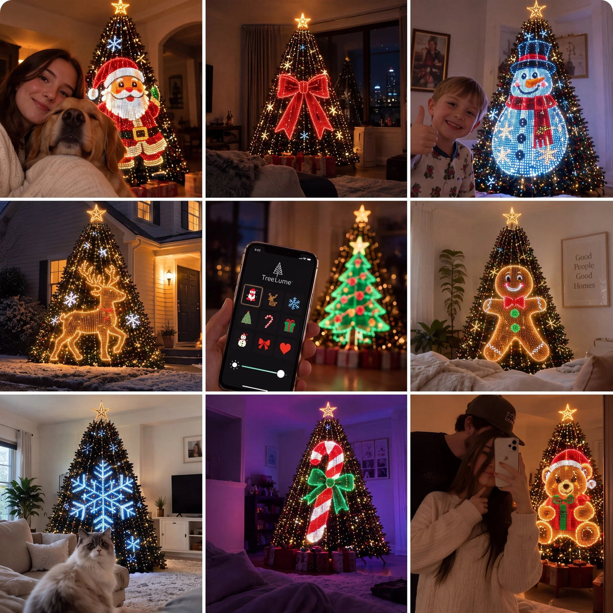 🎄 MagiClaus™ Animated Christmas Tree Lights – App-Controlled LED Display