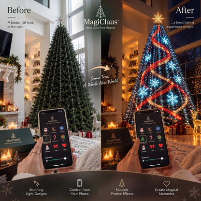 🎄 MagiClaus™ Animated Christmas Tree Lights – App-Controlled LED Display