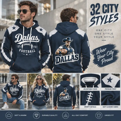 🏈Hot Sale 50% OFF-32 City Styles Vintage Football Hoodie – Classic American Sports Collection