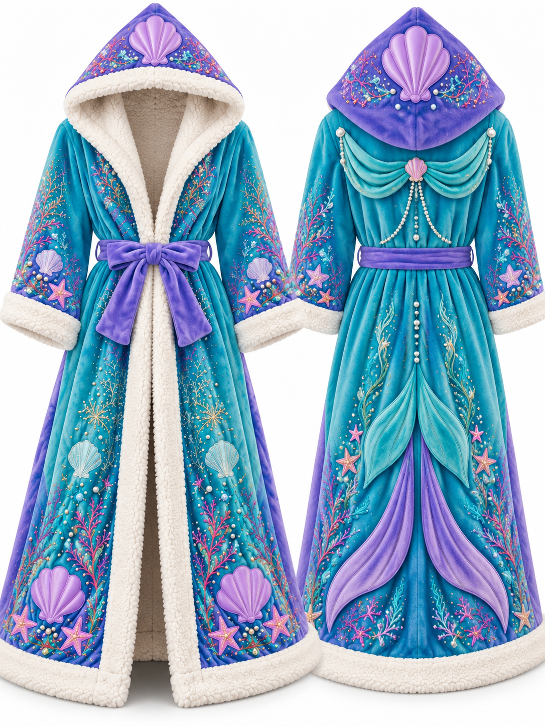 🌸Floral Hooded Robe with Plush Lining