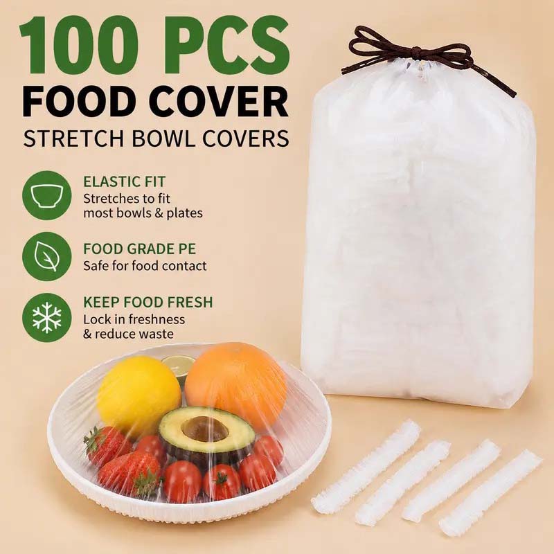 🔥 HOT SALE 🥗 100PCS Stretch Food Covers – Stretch, Cover & Keep Food Fresh with Ease ✨