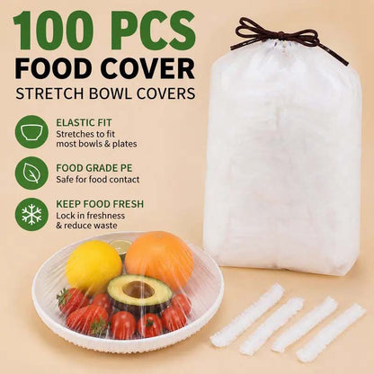 🔥 HOT SALE 🥗 100PCS Stretch Food Covers – Stretch, Cover & Keep Food Fresh with Ease ✨