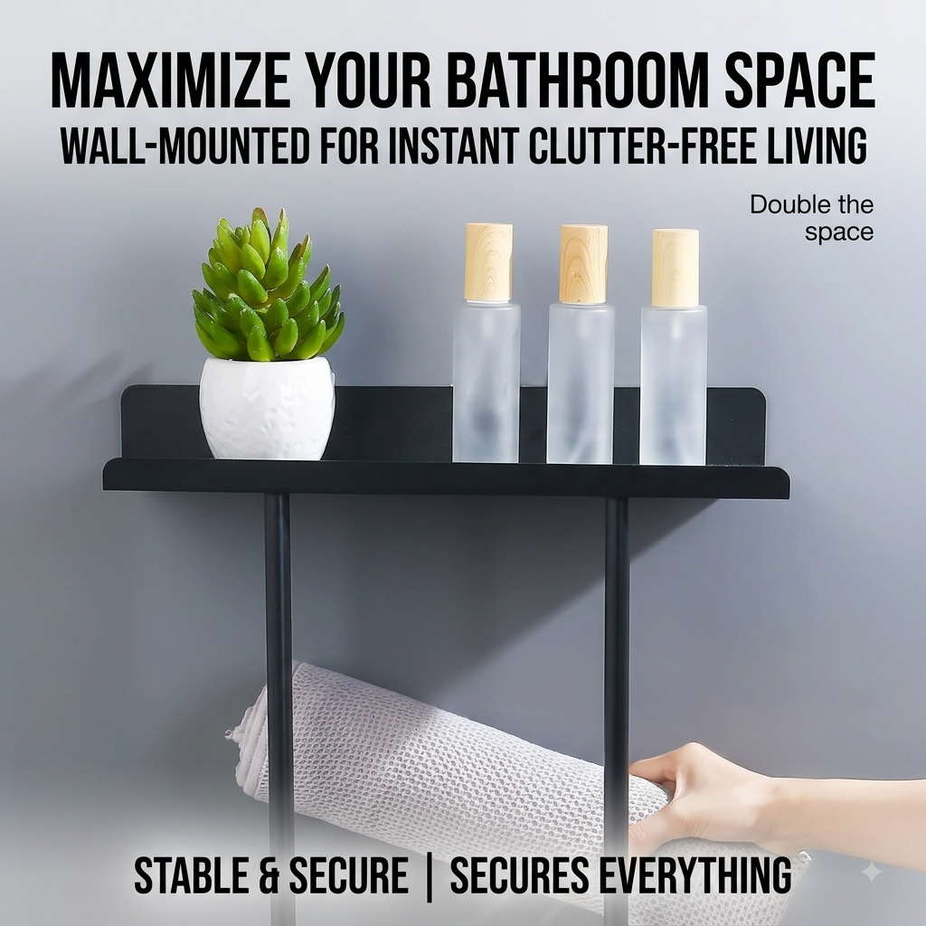 🛁 50% OFF Adjustable 3-in-1 Bathroom Towel Rack & Organizer⭐