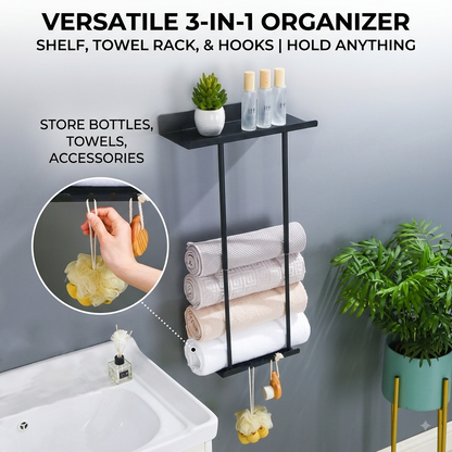 🛁 50% OFF Adjustable 3-in-1 Bathroom Towel Rack & Organizer⭐