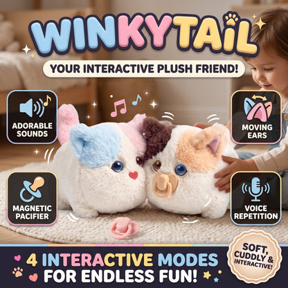 🐱 Interactive Plush Fluffy Kitten Toy with Voice Repeating & Magnetic Pacifier 💗