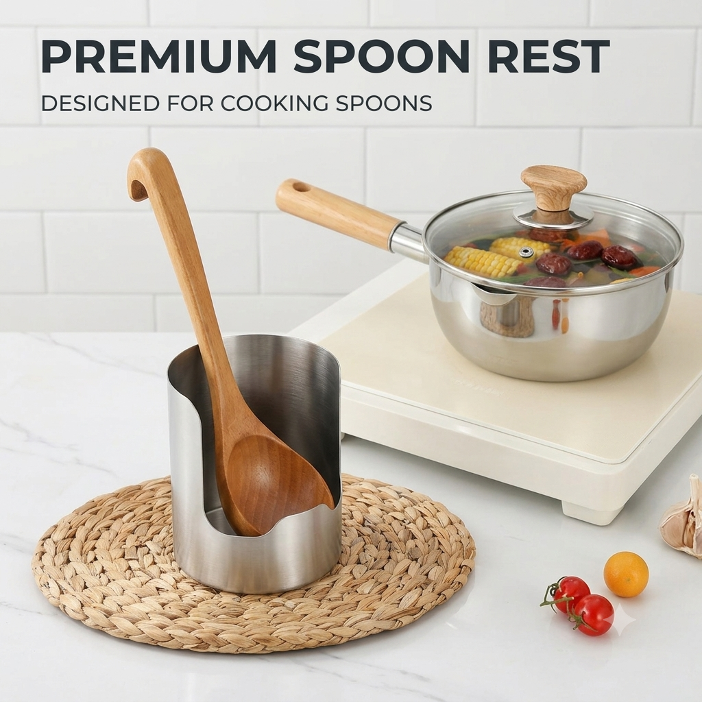 🧑‍🍳 Multi-Functional Kitchen Utensil Holder – Stainless Steel Pot Lid & Utensil Holder for Countertops🛡️✨