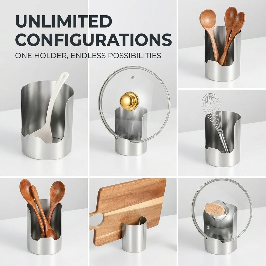 🧑‍🍳 Multi-Functional Kitchen Utensil Holder – Stainless Steel Pot Lid & Utensil Holder for Countertops🛡️✨