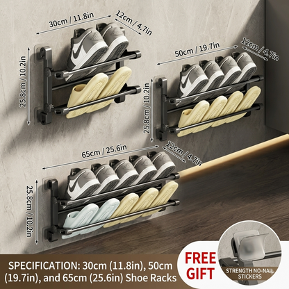 🔥 50% Off Wall-Mounted Slipper Rack – No-Drill Two-Tier Storage