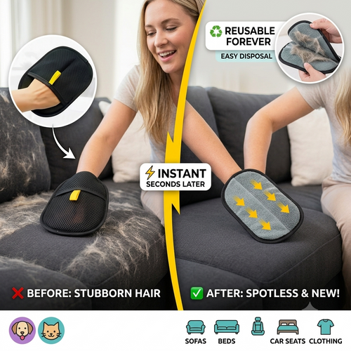Magic Pet Hair Remover Glove-No Sticky Rolls, No Batteries, No Hassle.