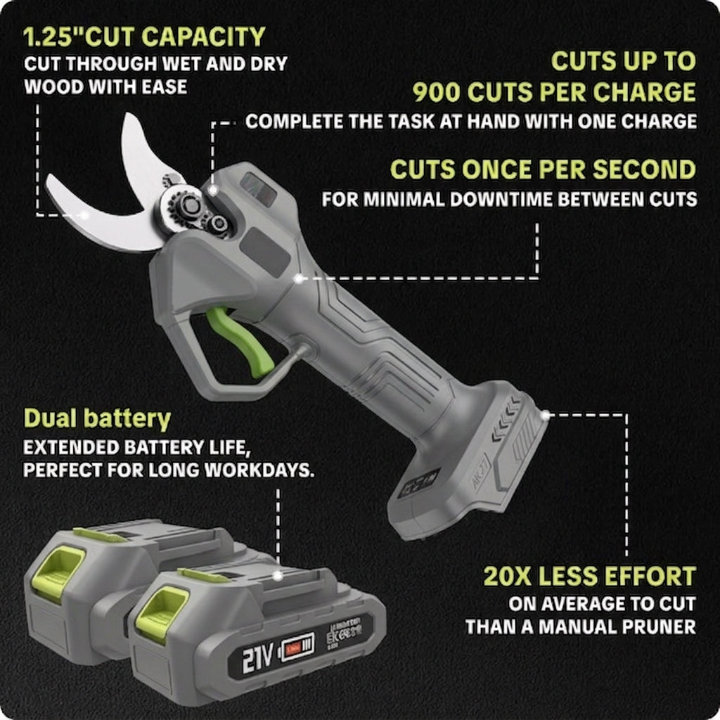 🌿 50% OFF New Black Edition Cordless Electric Pruning Shears – Prune More, Strain Less