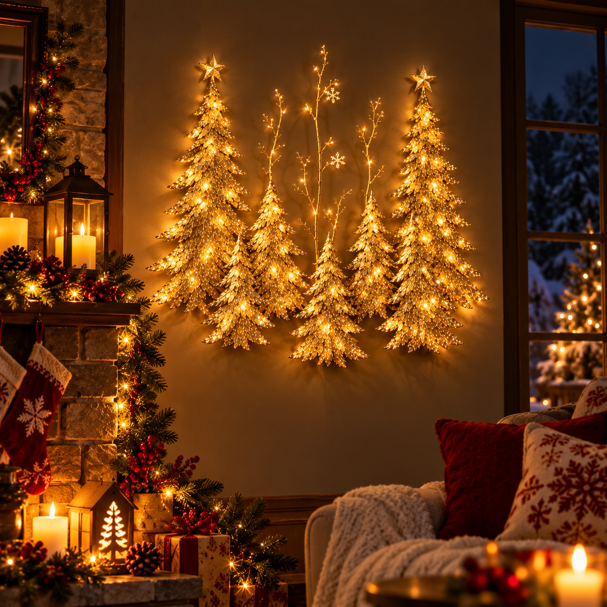 Golden Forest Glow– Lighted Christmas Wall Decor