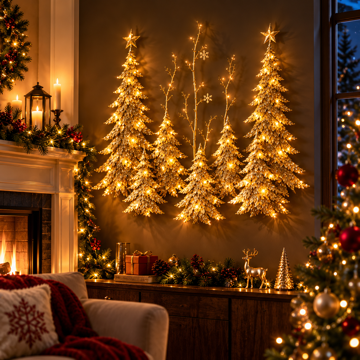 Golden Forest Glow– Lighted Christmas Wall Decor