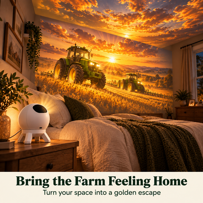 🚜 Kids Tractor & Countryside Harvest Sunset Night Light Projector with Remote Control 🌾