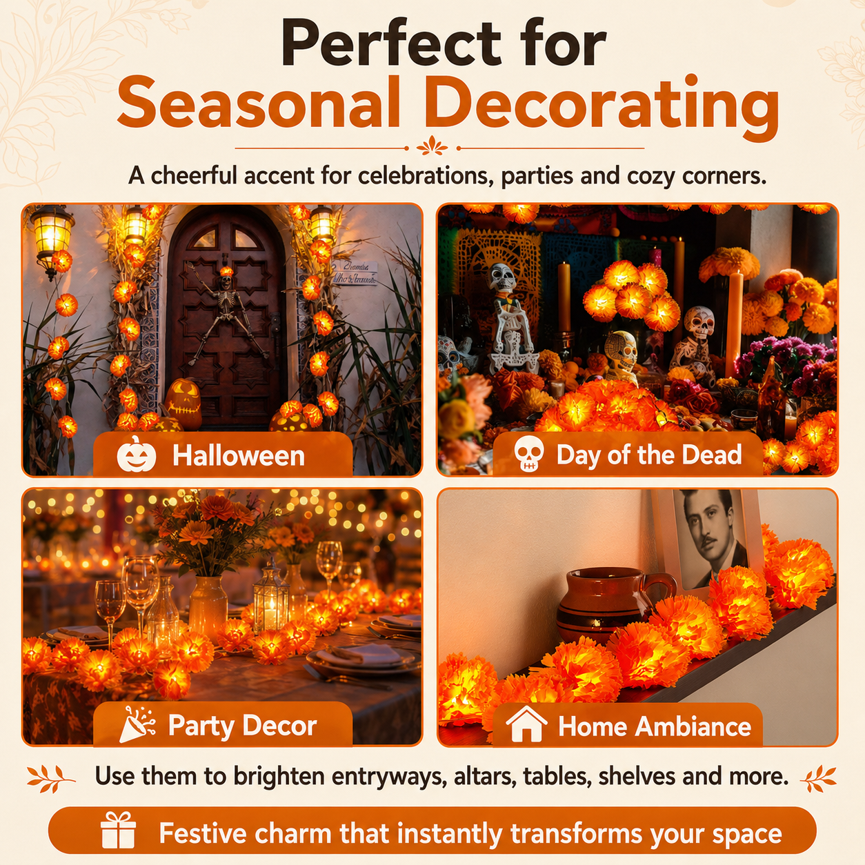 ✨USB Charging Lighted Marigold Garland