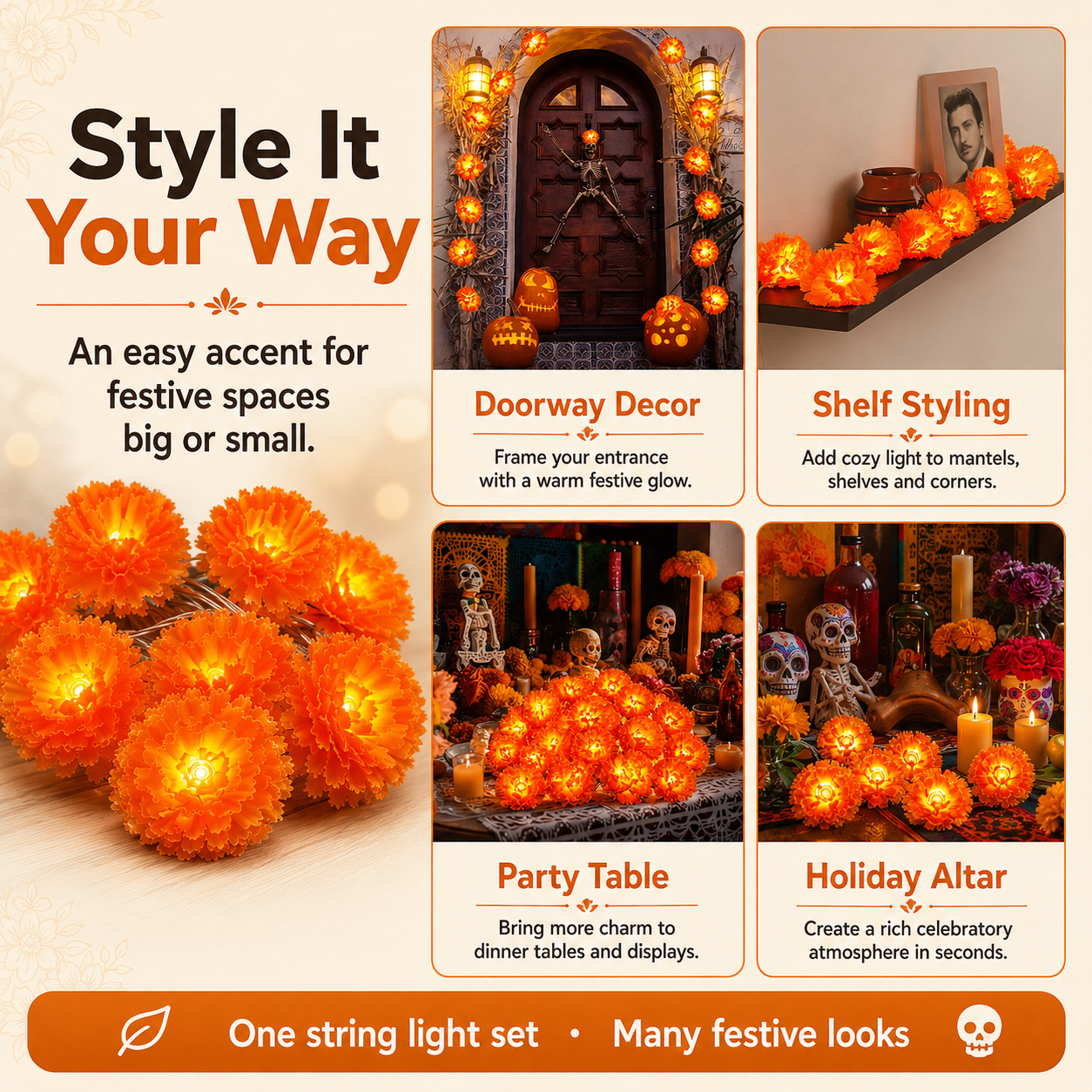 ✨USB Charging Lighted Marigold Garland