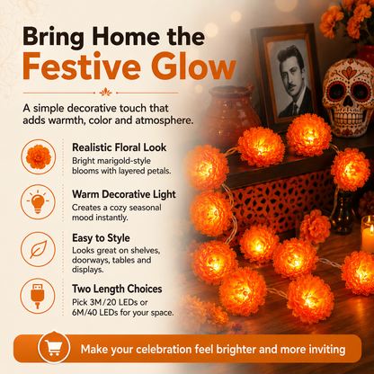 ✨USB Charging Lighted Marigold Garland