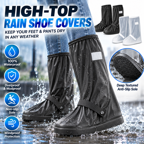 ☔ Waterproof High-Top Rain Shoe Covers (42cm) - Non-Slip & Reflective 🌧️