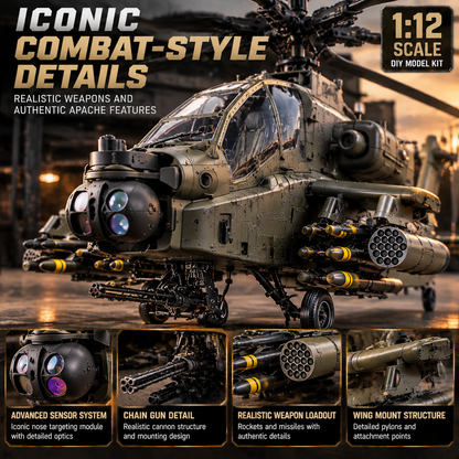 🔥🔥LAST DAY 49% OFF🚁Apache Attack Helicopter Model Kit – Build Your Own Military Aviation Legend