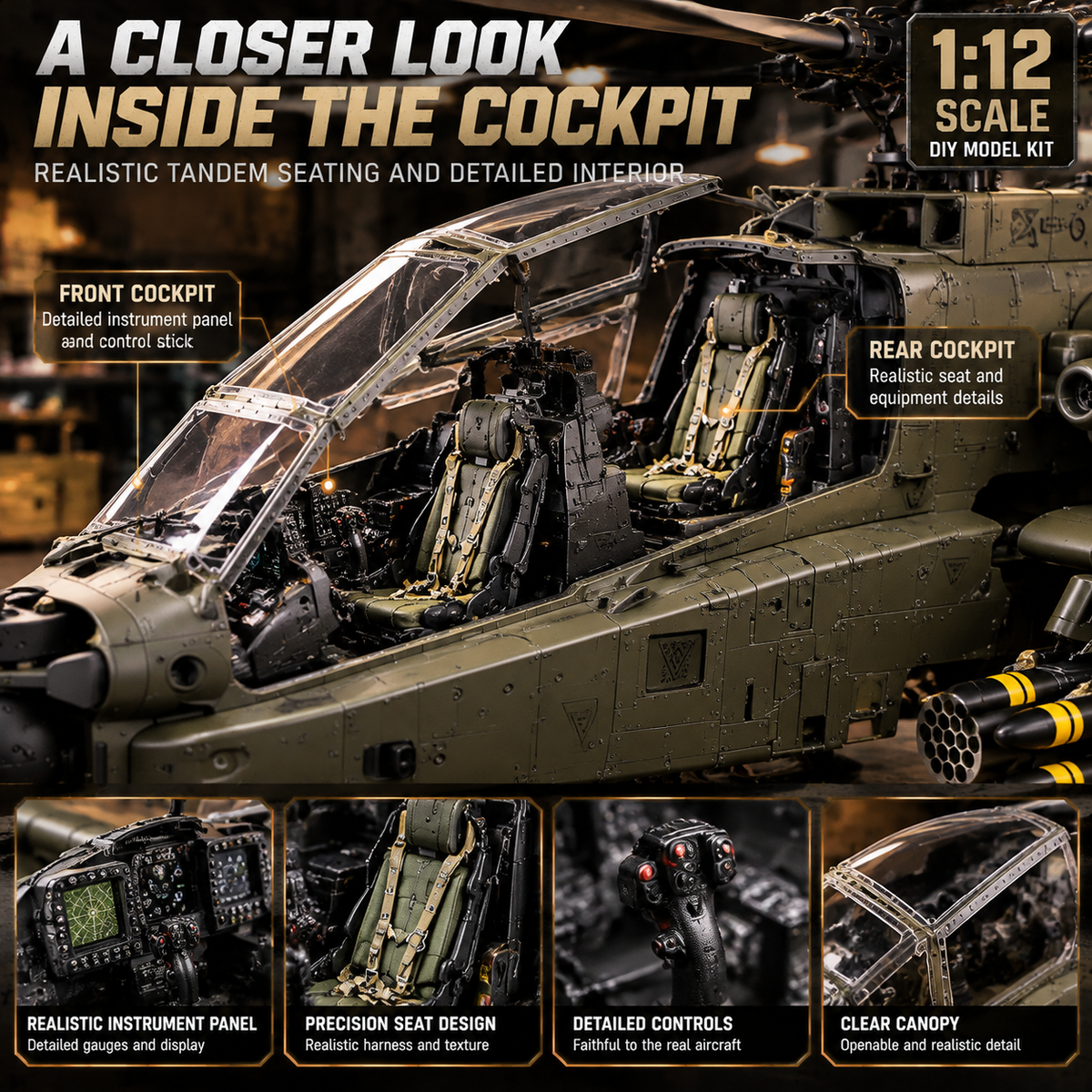🔥🔥LAST DAY 49% OFF🚁Apache Attack Helicopter Model Kit – Build Your Own Military Aviation Legend