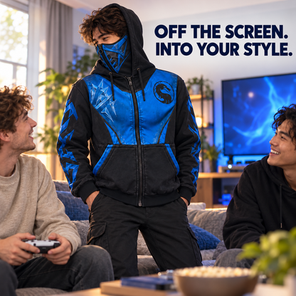 ❄️ Ice Ninja Zip-Up Hoodie – Bold Armor-Inspired Graphics, Instant Character Energy 🎮