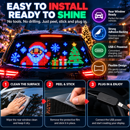 🎄 Smart LED Pixel Car Display — App-Controlled Custom Text, Colors & Animations