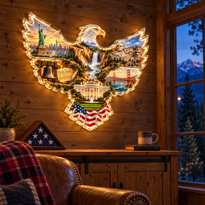 🦅🇺🇸 American Heritage™ Lighted Eagle Wall Art ✨