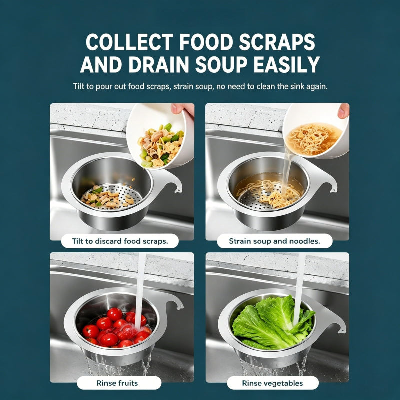 ✨ Limited Time 50% OFF! No-Touch Sink Strainer Basket – Say Goodbye To Messy Food Scraps