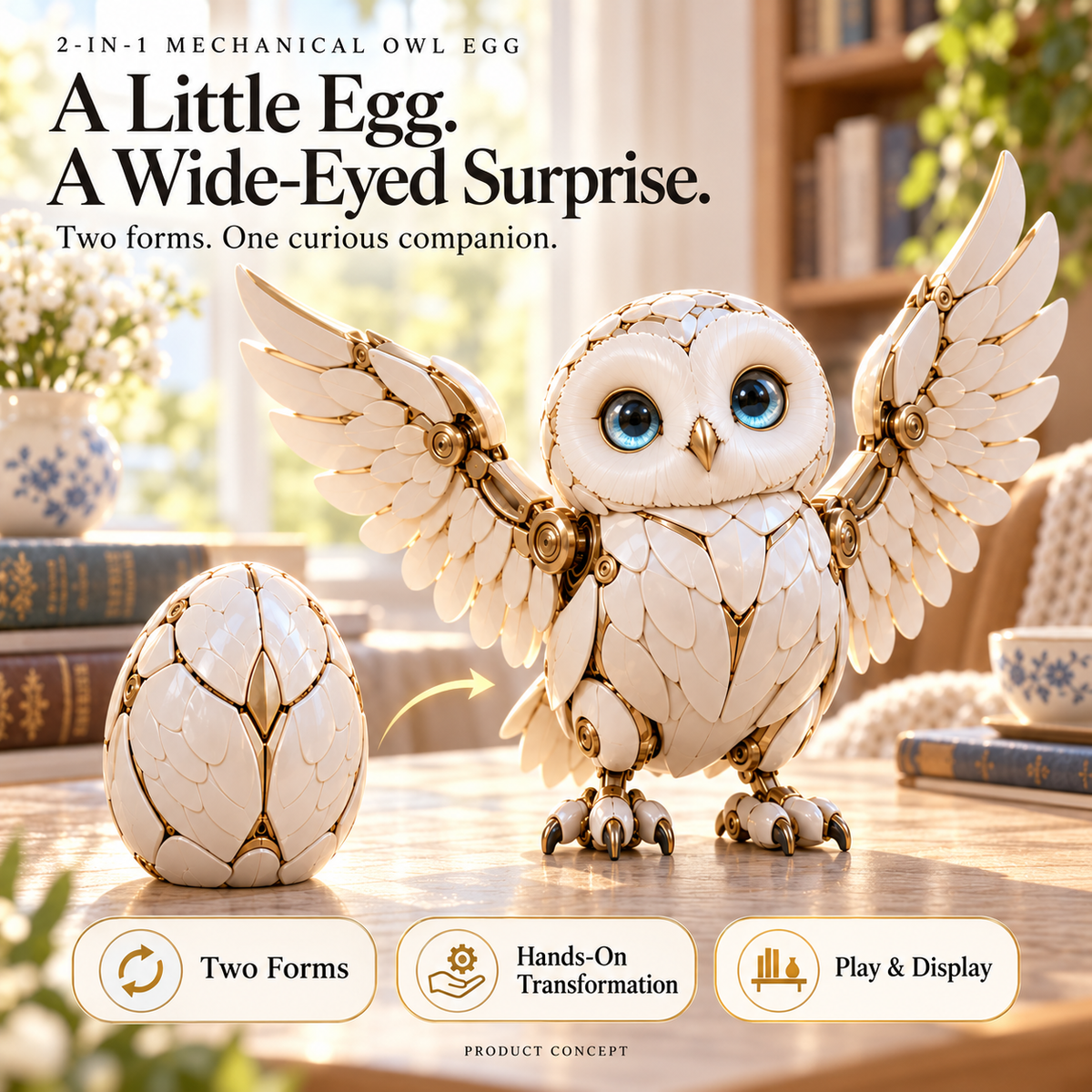 🦉 2-in-1 Transforming Mechanical Owl Egg – Folding Puzzle Toy & Unique Gift