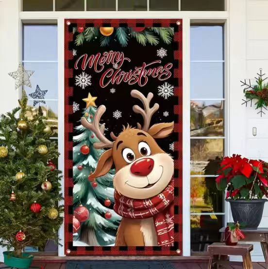 🎄 Full-Size Christmas Door Cover – 6 Festive Designs for Every Door