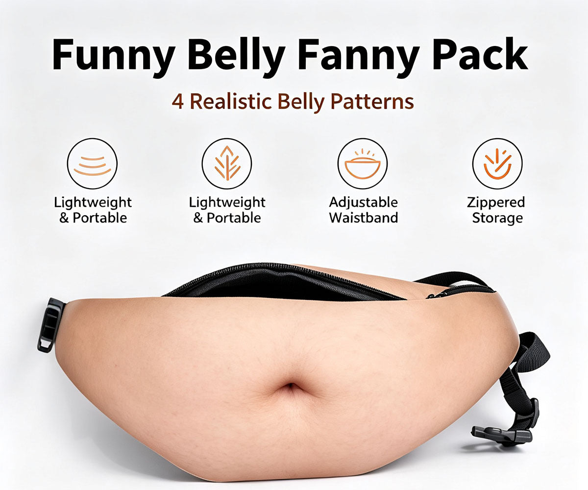 😂 Funny Belly Fanny Pack – Realistic Fake Belly Waist Bag