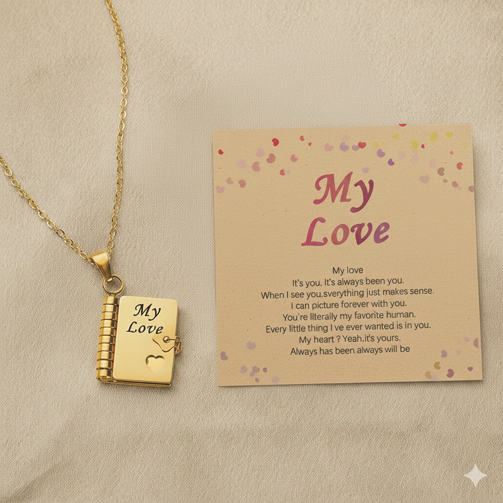 💖 Mini Book Message Necklace – A Love Letter They Can Keep Close