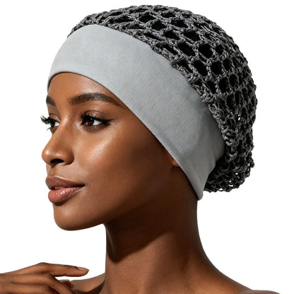 ✨ Breathable Wide-Band Crochet Hair Net | Pressure-Free Snood Sleep & Skincare Cap 💆‍♀️