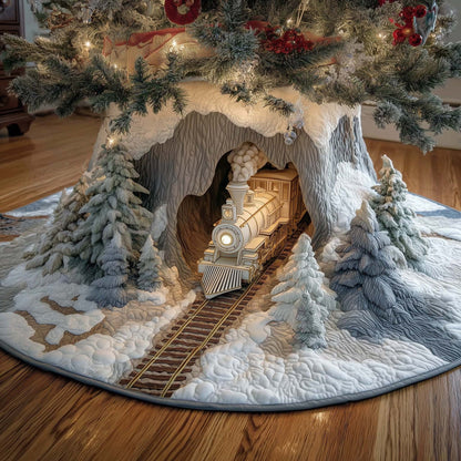 🎄 3D Optical Illusion Quilted Christmas Tree Skirt & Floor Protection Mat 🎁