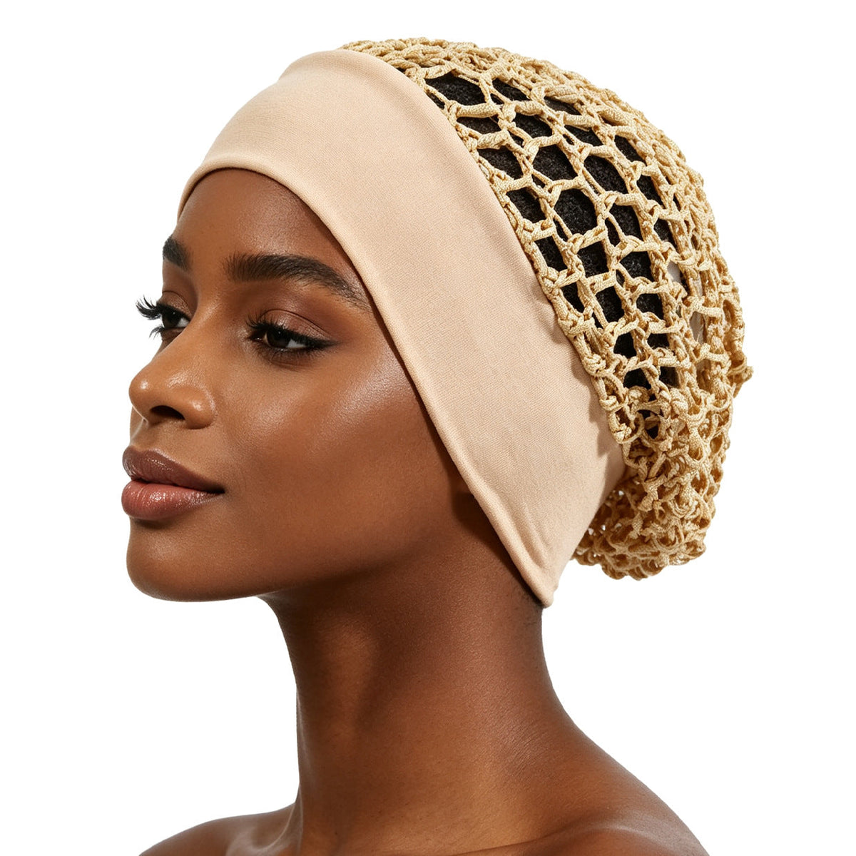 ✨ Breathable Wide-Band Crochet Hair Net | Pressure-Free Snood Sleep & Skincare Cap 💆‍♀️