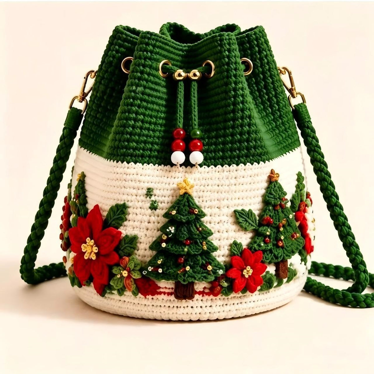 🔥 50% OFF Christmas Crochet Bucket Bag 🎄 Festive Holiday Purse