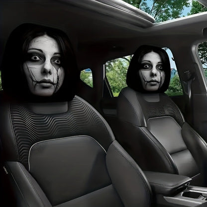 😆 Funny Cartoon Car Headrest Covers – 2PCS Universal Fit 🚗Spooky and funny car headrest covers