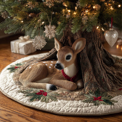 🎄 3D Optical Illusion Quilted Christmas Tree Skirt & Floor Protection Mat 🎁
