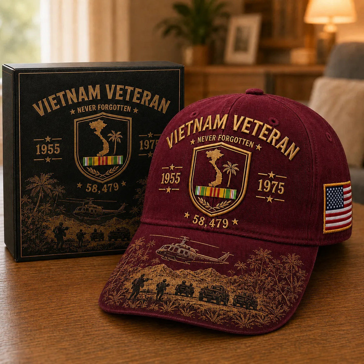 🎖️ Vietnam Veteran 1955–1975 Commemorative Memorial Embroidered Tribute Cap 🇺🇸