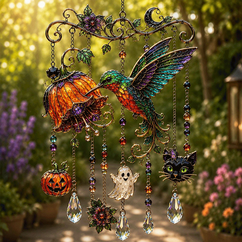 🔥 50% OFF – Halloween Stained Iron Wind Chime 🎃🔔 | Spooky Suncatcher Decor