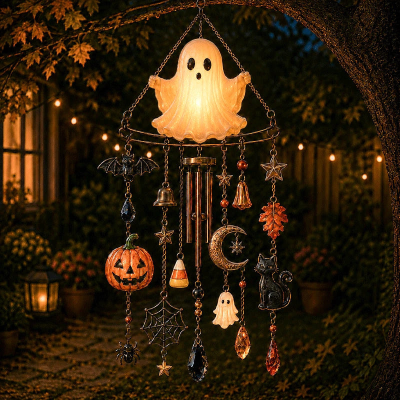 🔥 50% OFF – Halloween Stained Iron Wind Chime 🎃🔔 | Spooky Suncatcher Decor