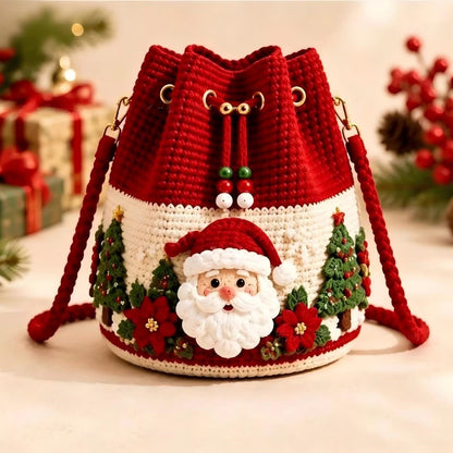 🔥 50% OFF Christmas Crochet Bucket Bag 🎄 Festive Holiday Purse