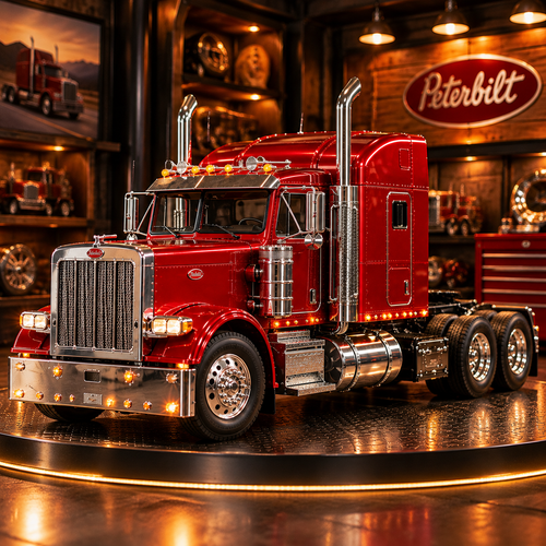 🚛 Classic American Long-Nose Truck Model Kit - Red Semi DIY Build 🛠️