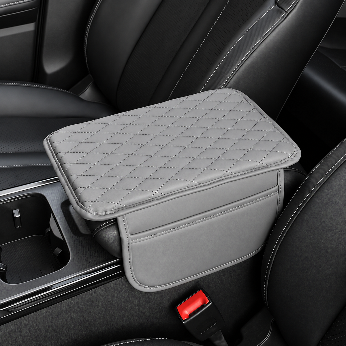🚘 Car Center Console Armrest Riser – Padded Cushion with Side Storage & Non-Slip Base