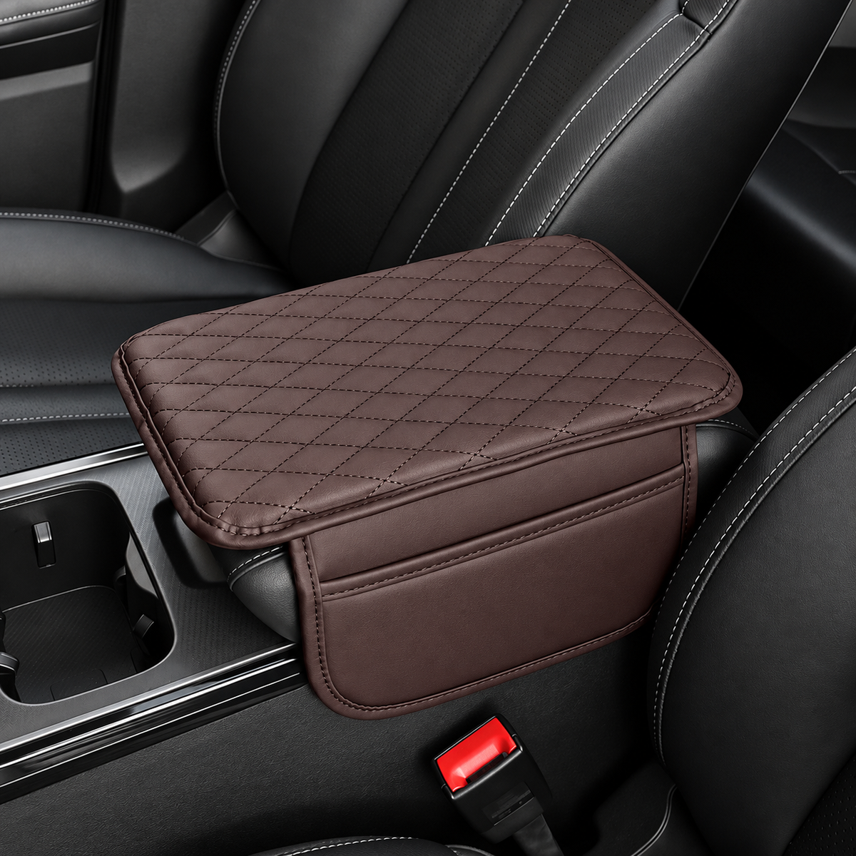 🚘 Car Center Console Armrest Riser – Padded Cushion with Side Storage & Non-Slip Base