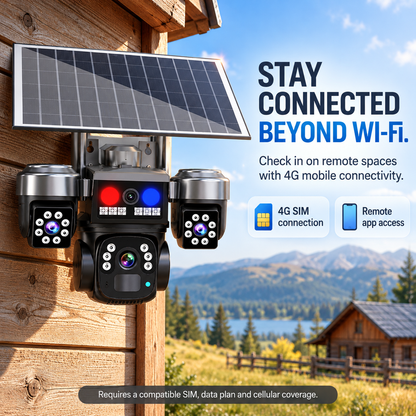 🛡️ 9MP Triple Lens Solar Security Camera - Wireless WiFi & Color Night Vision