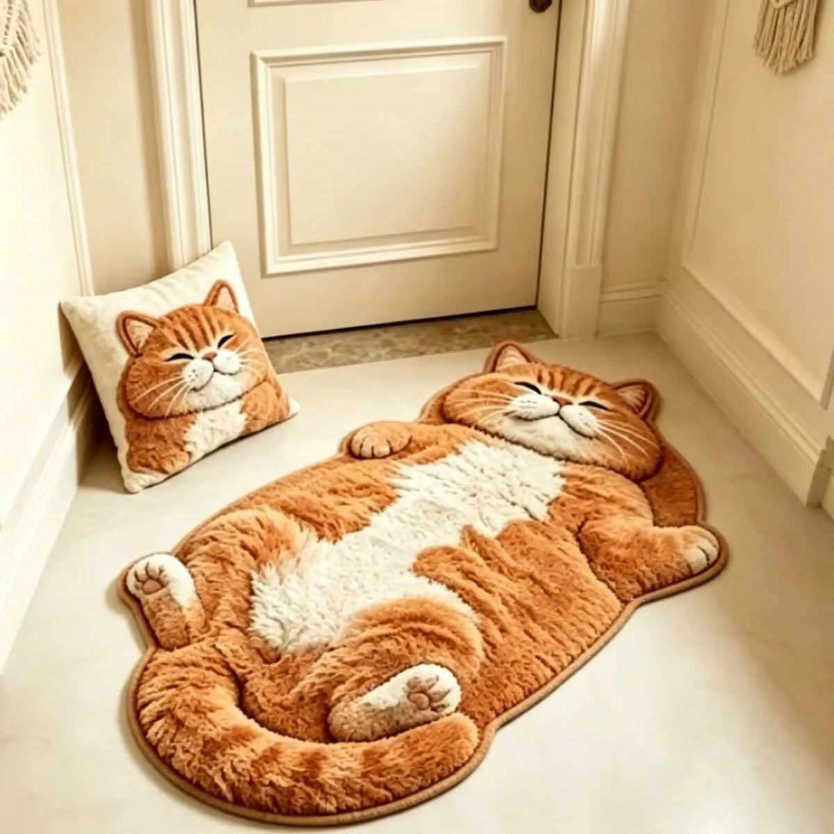 🐱Last Day 49% OFF🔥🔥🔥Chubby Tabby Cat Shaped Rug 🤎