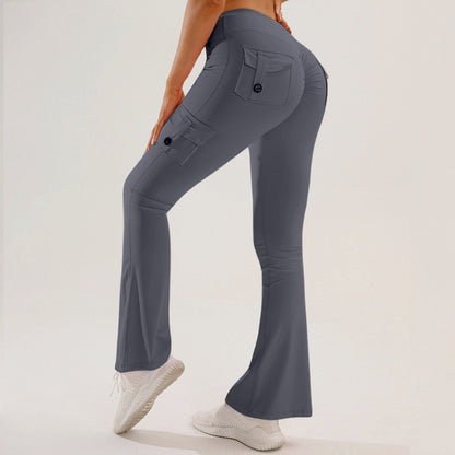 🧘‍♀️ Only 49% OFF Today High-Waisted Flare Cargo Yoga Pants – Tummy Control & Leg-Lengthening Fit