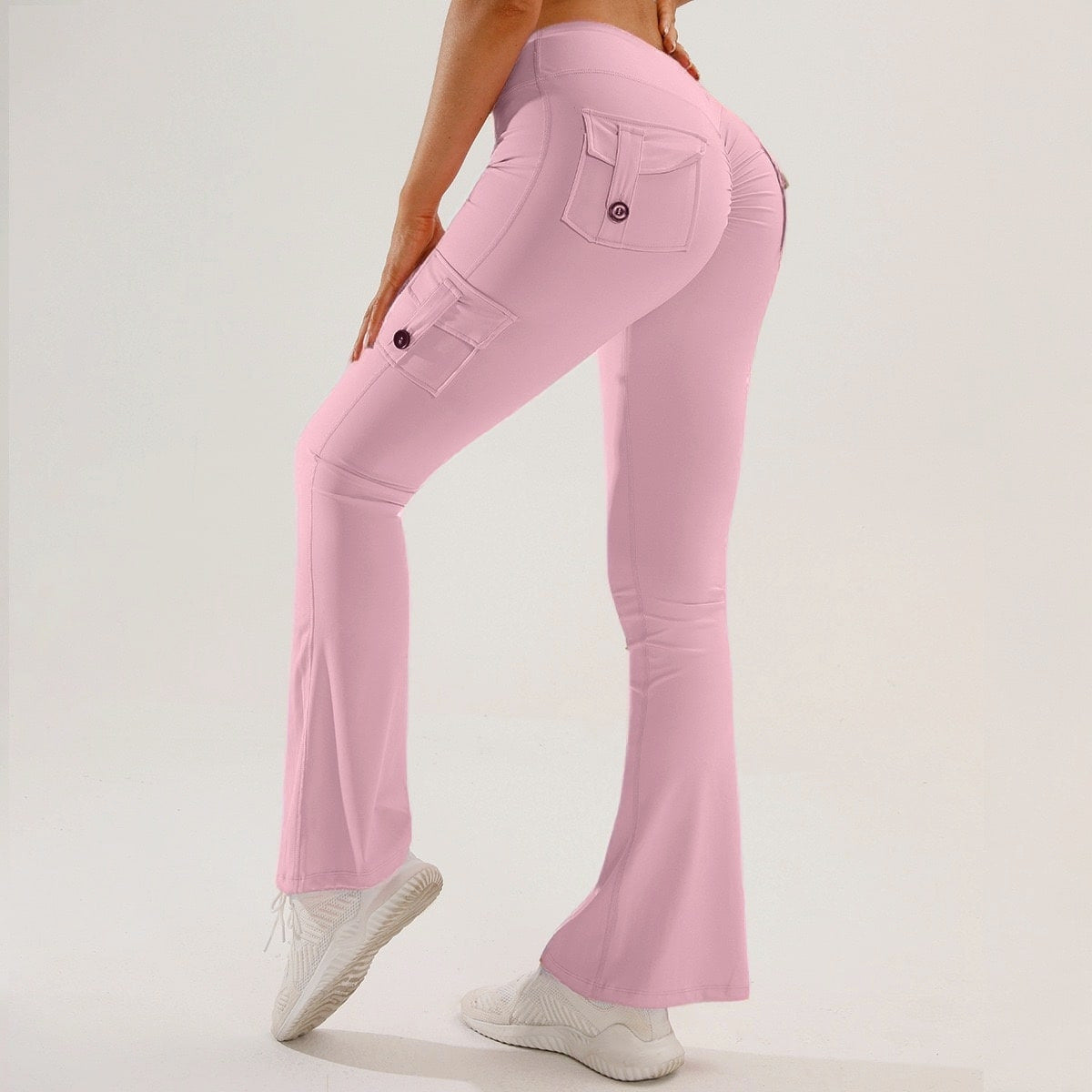 🧘‍♀️ Only 49% OFF Today High-Waisted Flare Cargo Yoga Pants – Tummy Control & Leg-Lengthening Fit